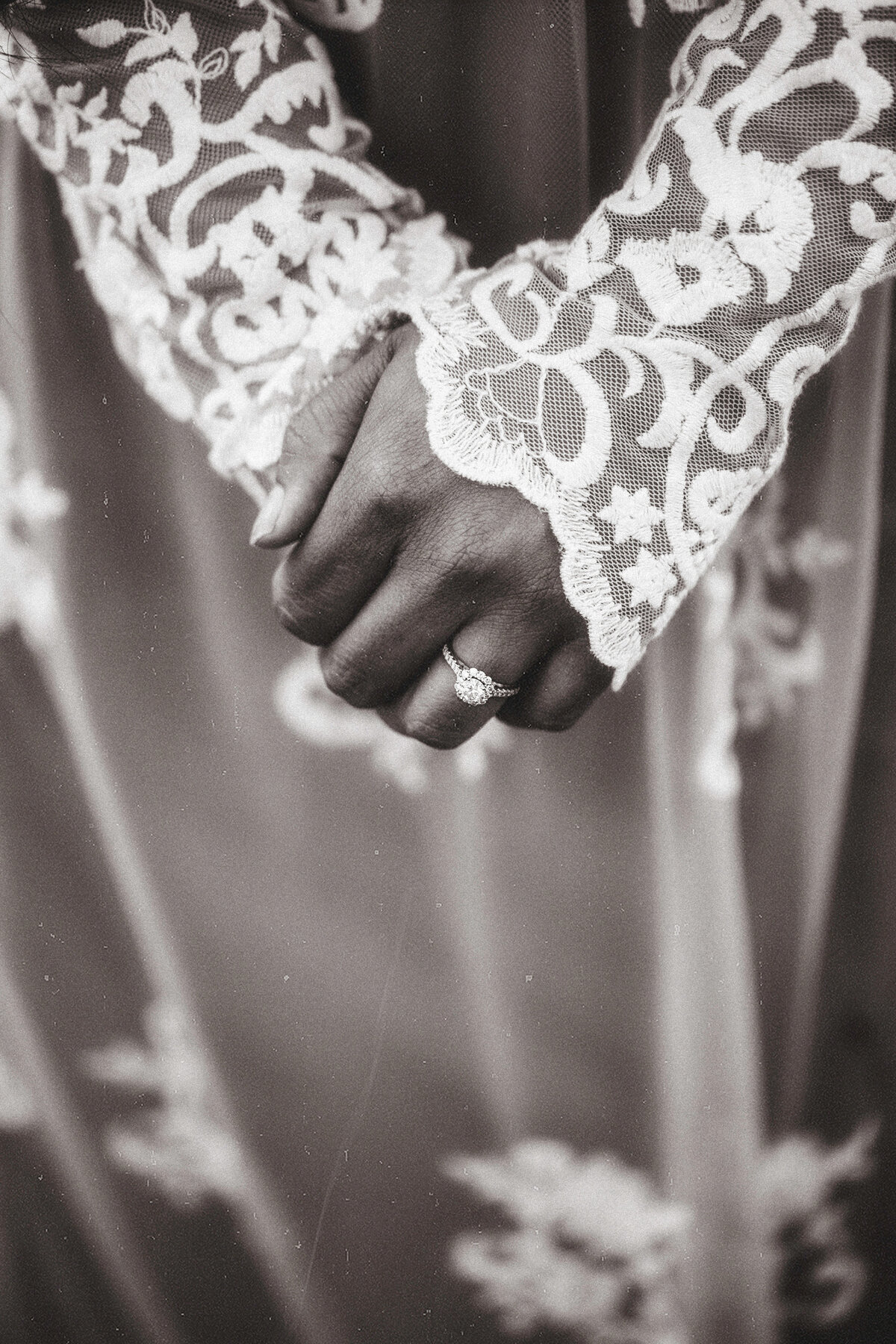 Engagement Photograph Of  Woman Showing Her Ring Black And White Los Angeles