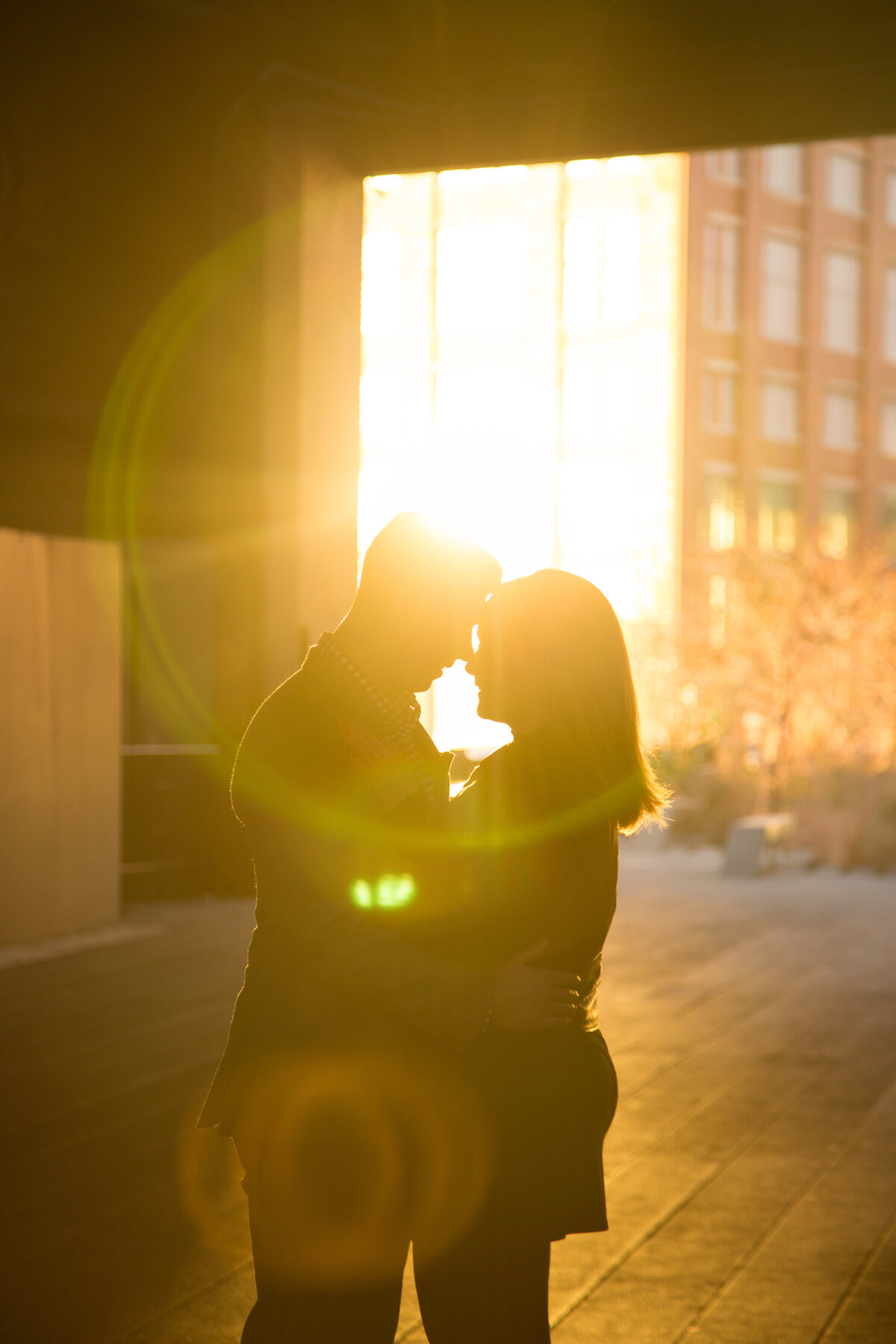 couple embracing in the sunset