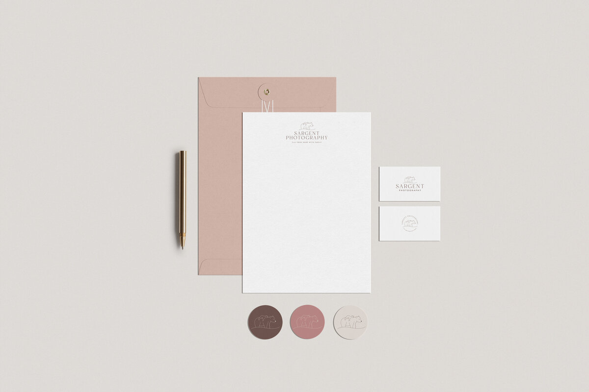 Rebrand for a family and motherhood photographer in blush colors