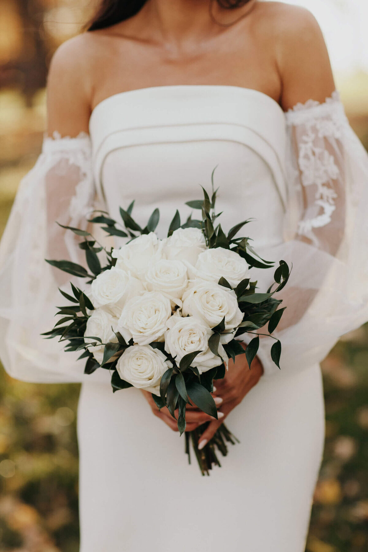 classic white rose wedding bouquet