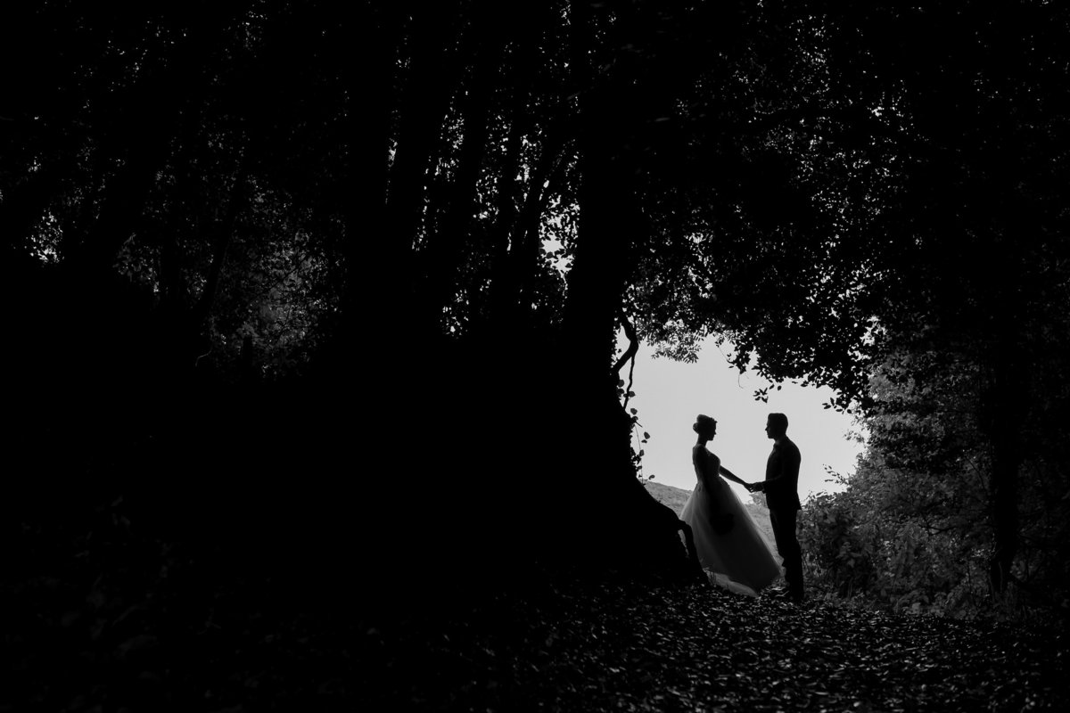 silhouette photo of couple at The Green Weddings in Cornwall