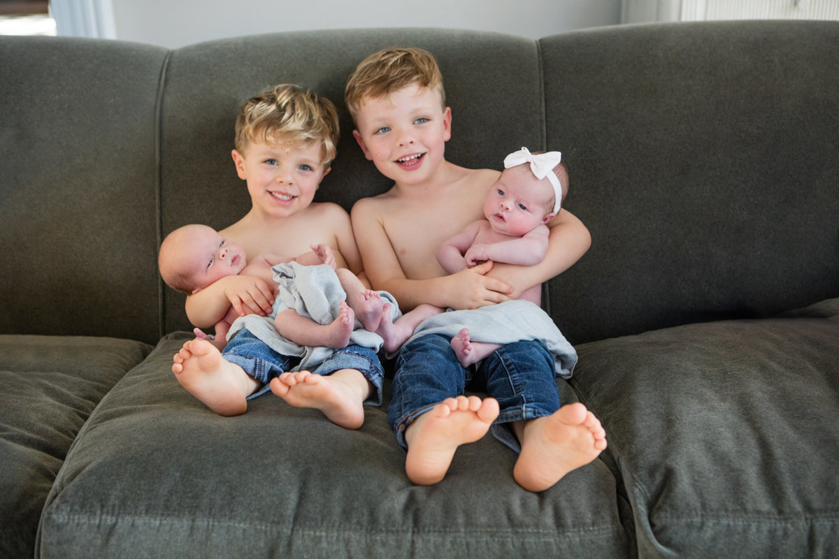 Family of Two Boys Two Babies