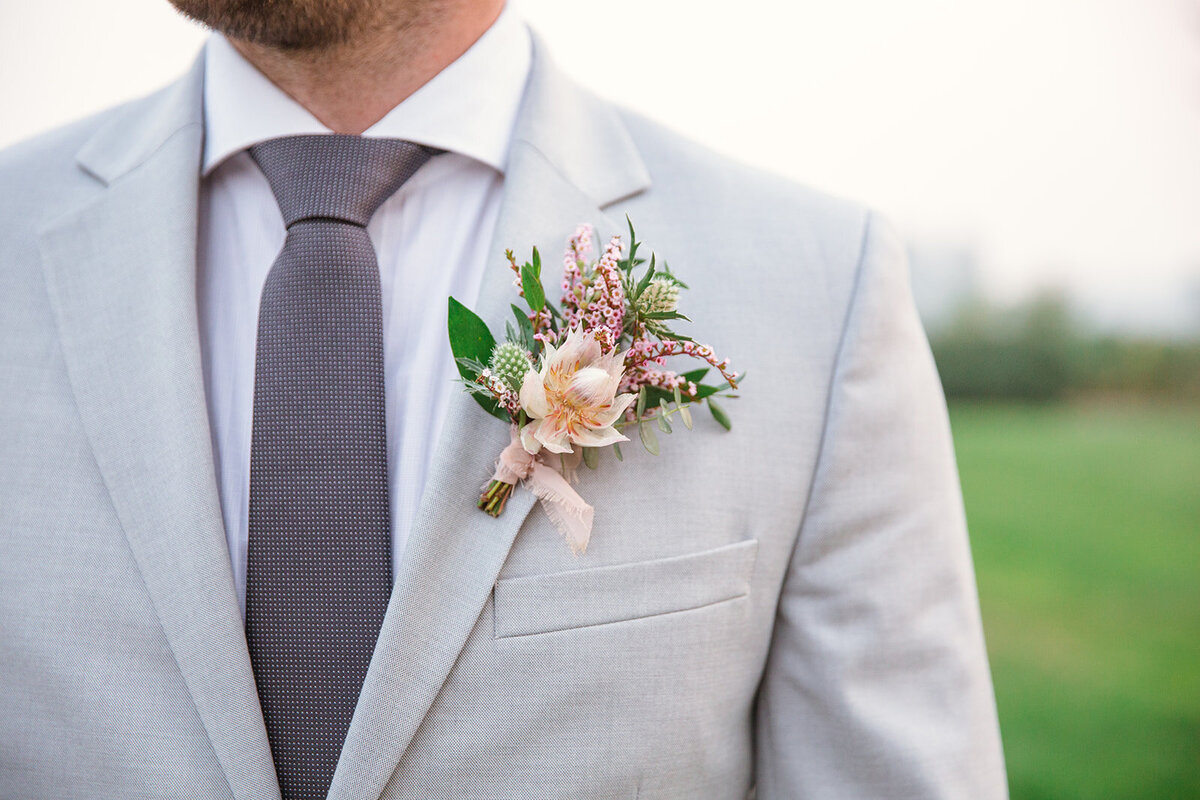 BKC4U WEDDING FLOWERS Blushing bride protea pink boutonniere