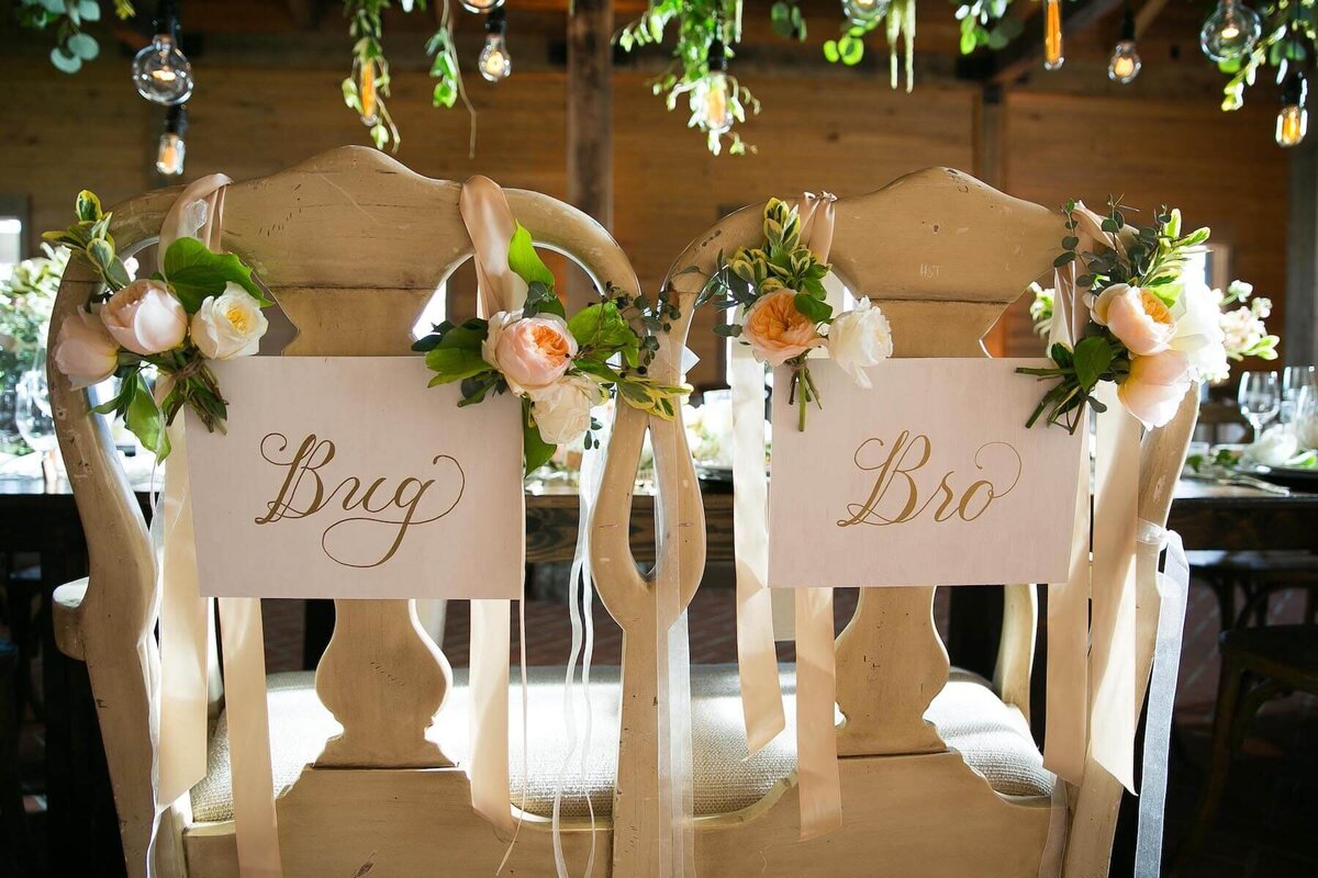 Bride and Groom personalized wedding chairs