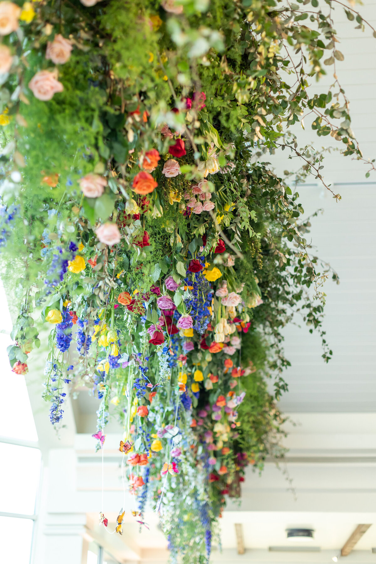 Bright colorful hanging flowers