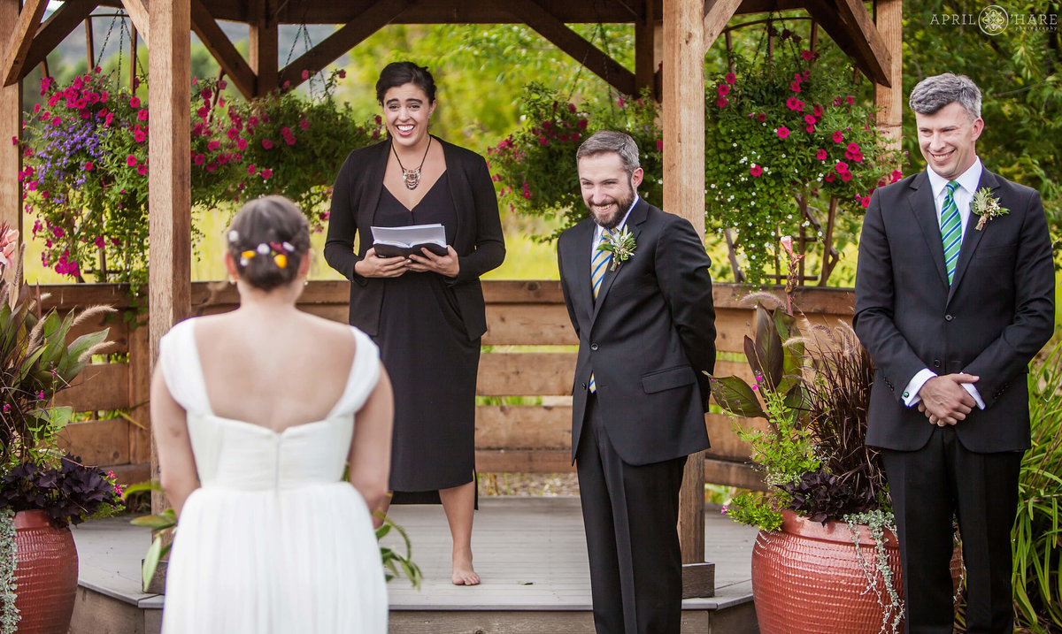 First Look Wedding Ceremony at Denver Botanic Gardens Chatfield Farms in Littleton Colorado