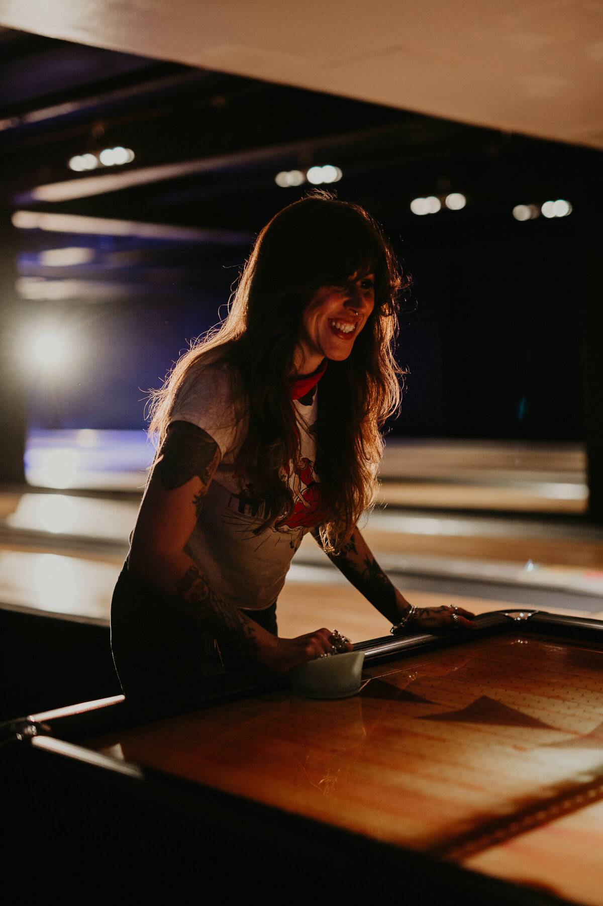 Air hockey at Bloomsbury Bowling in London.