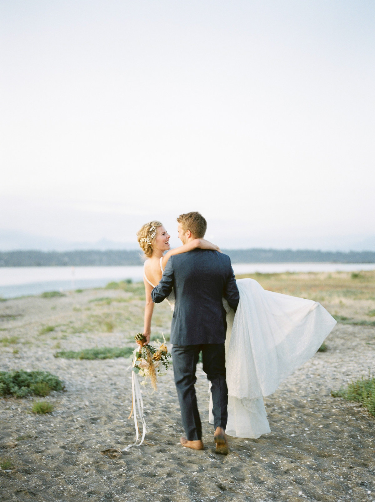 blue wedding dress beach wedding vancouver