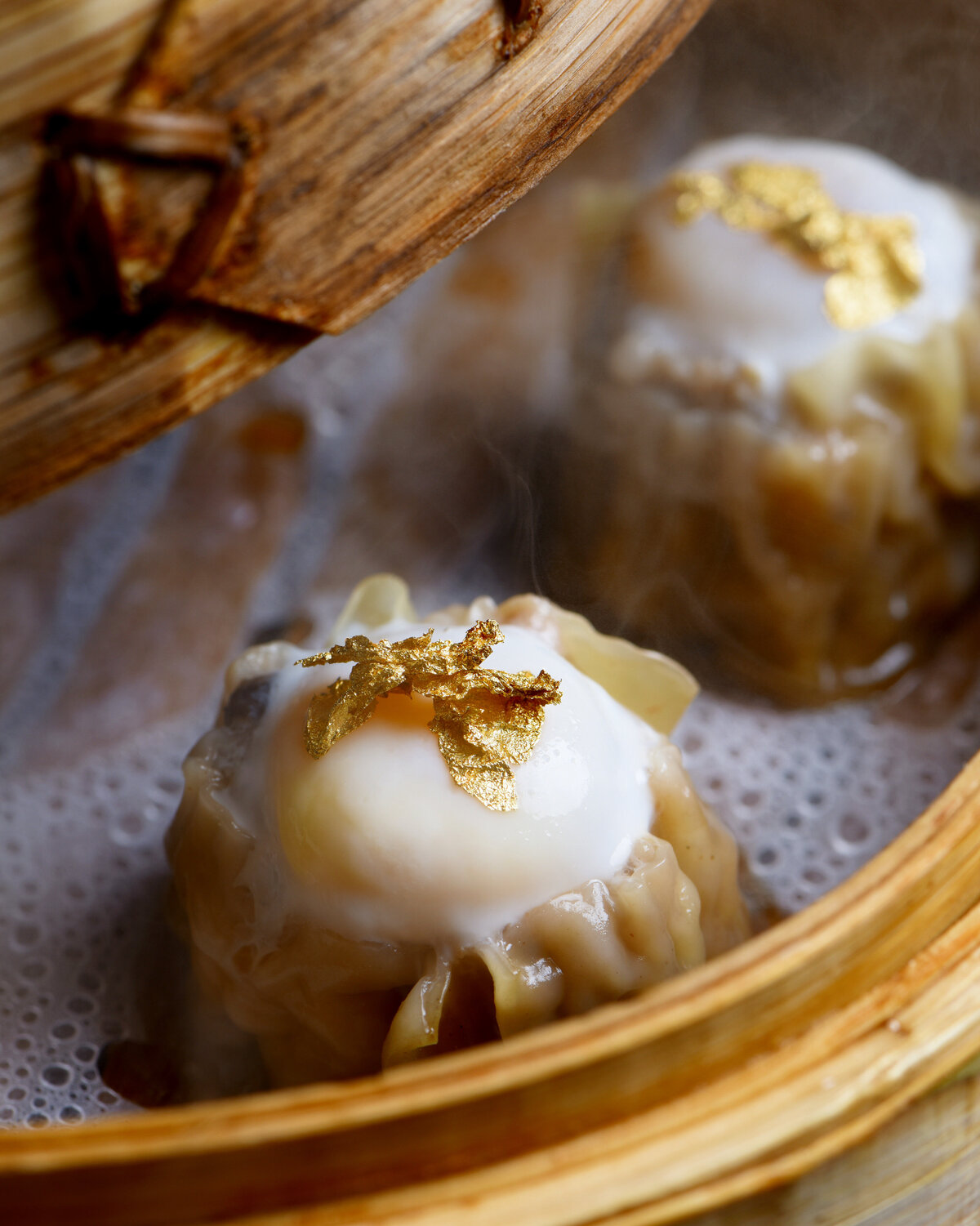 Dumplings in a steaming basket