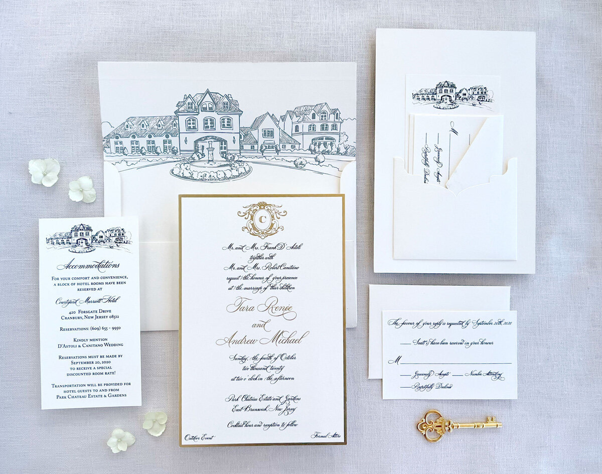wedding stationery custom invitation suite plume and stone 76