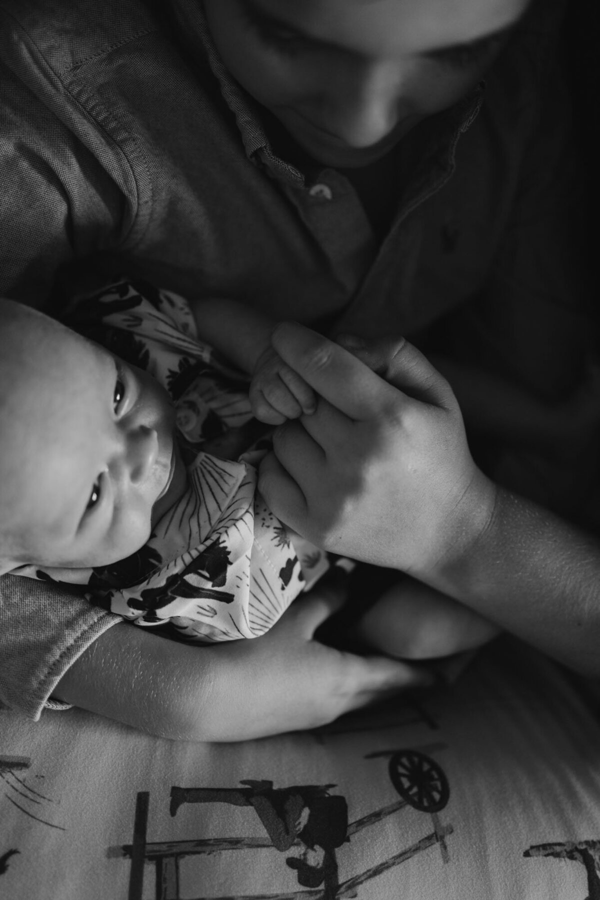 newborn black and white photo