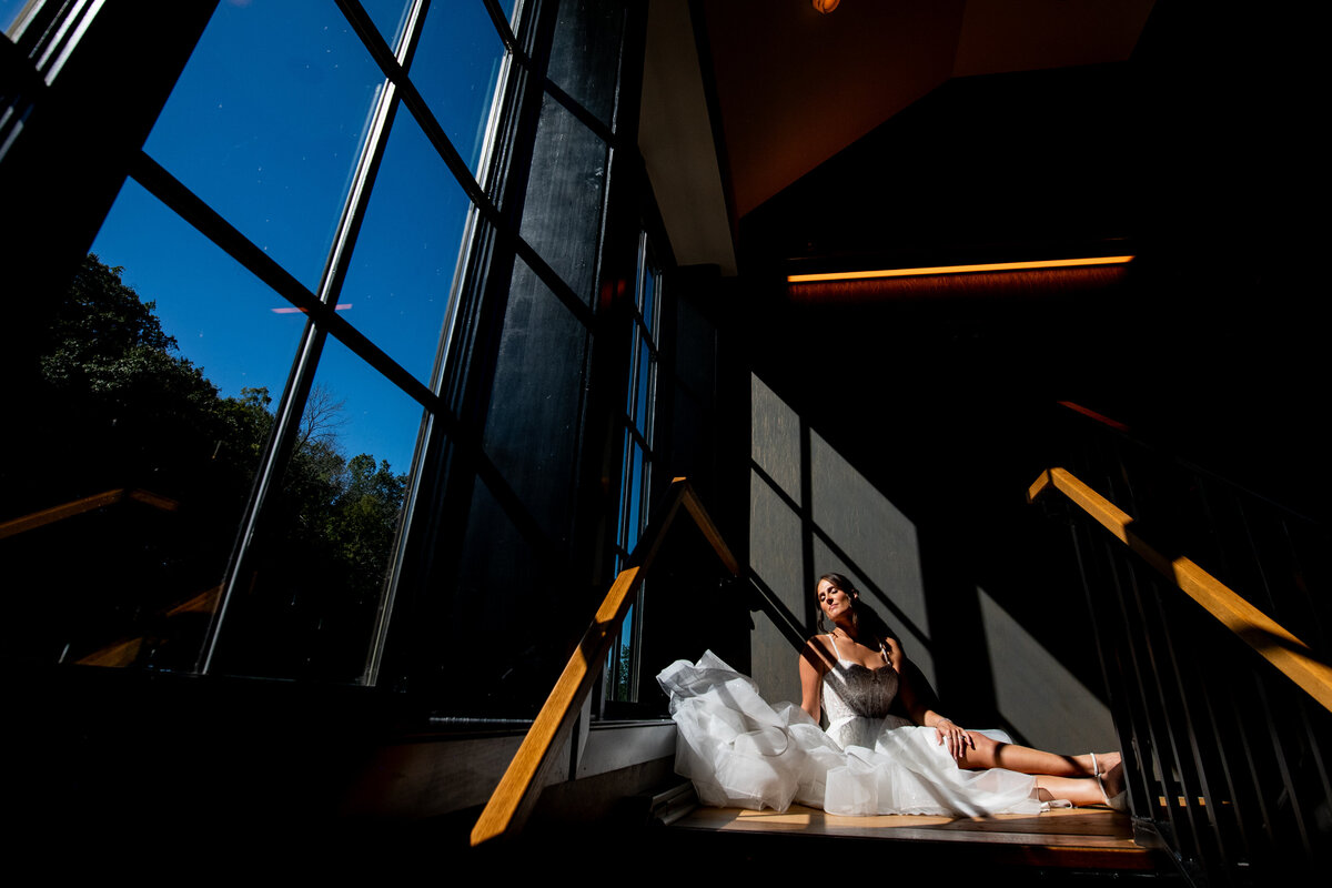 bride in window photography
