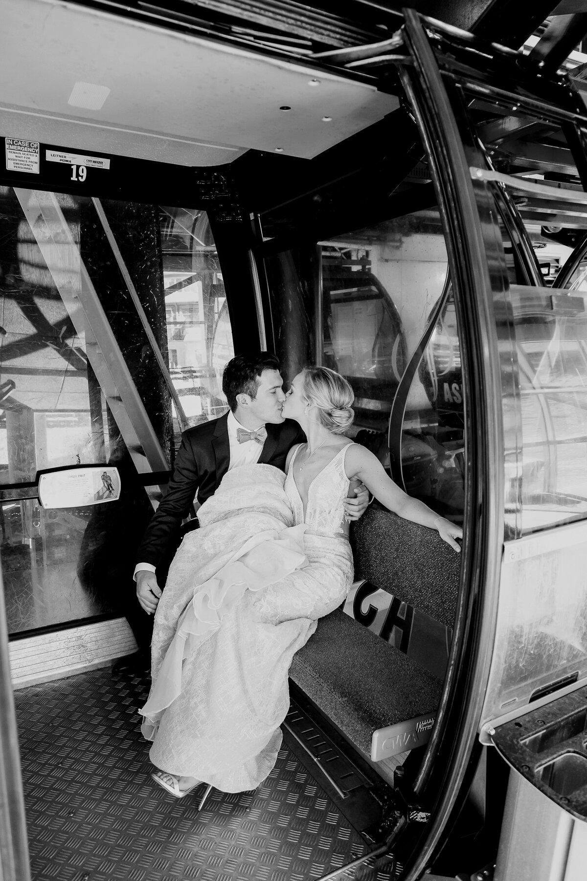 Bride and Groom Ride the Aspen Gondola