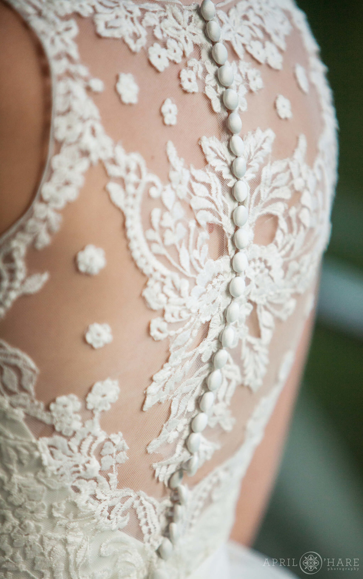 Stunning sheer back lace detail wedding gown from a Steamboat Springs Colorado Wedding