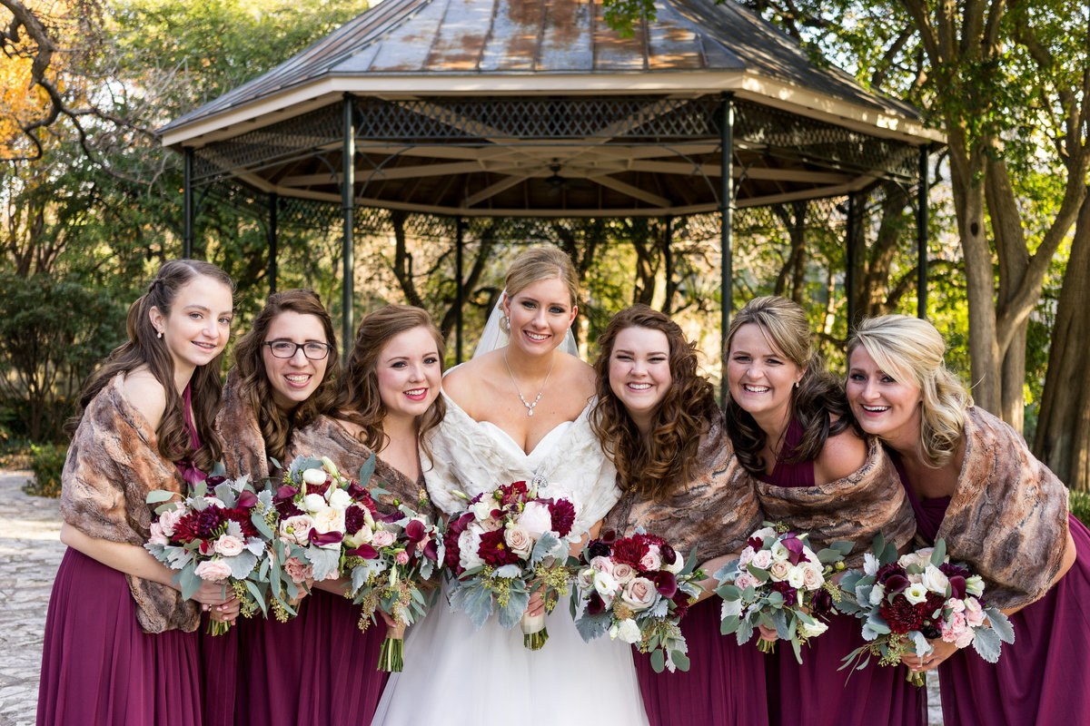 Bridal party posing at The Southwest School of Art wedding venue by Expose the Heart San Antonio Wedding Photographer