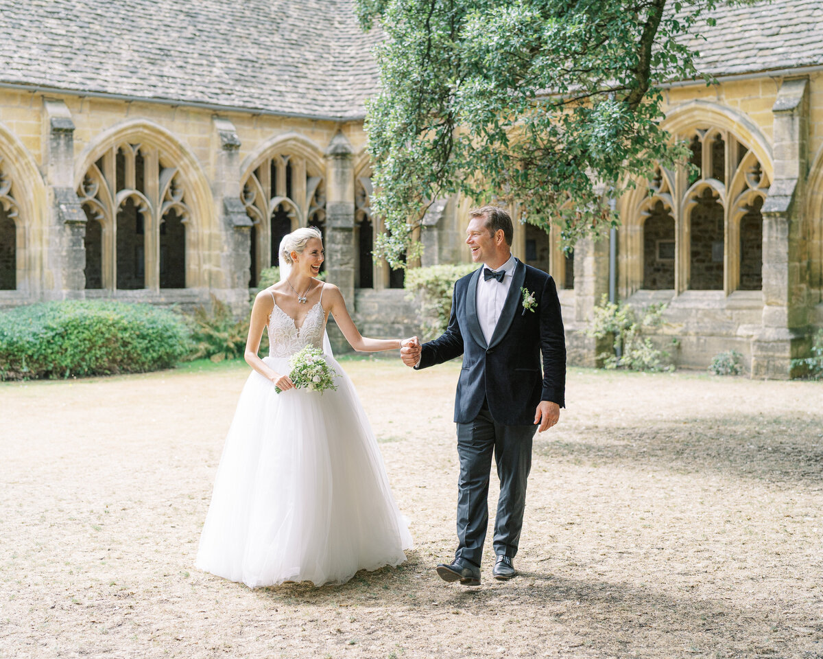 Bride and groom at Oxford university wedding