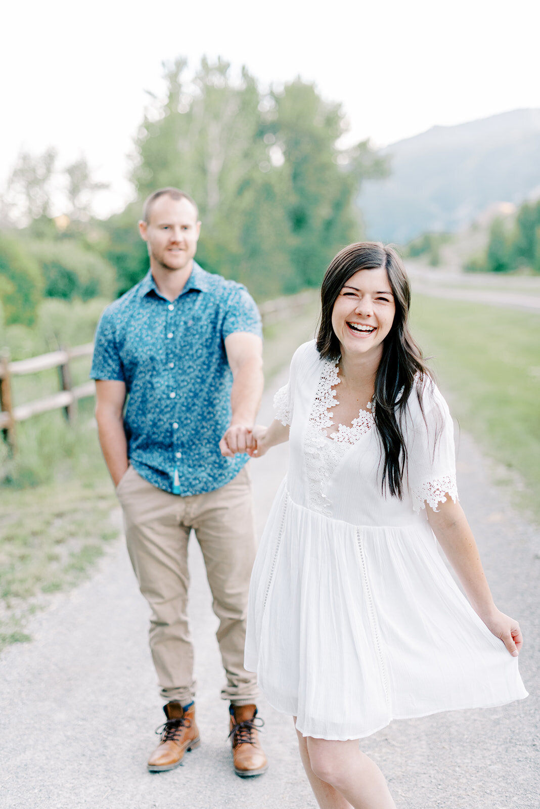 Couple posing at Sun Valley Engagement Session with the Best Sun Valley Wedding Photographers
