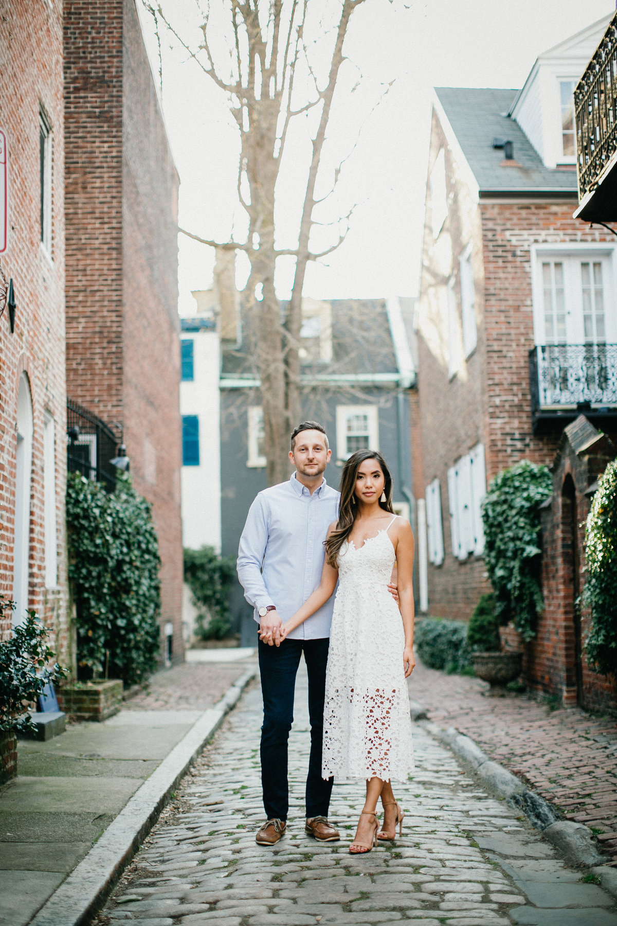 Old City engagement session, photographed by Sweetwater Portraits.