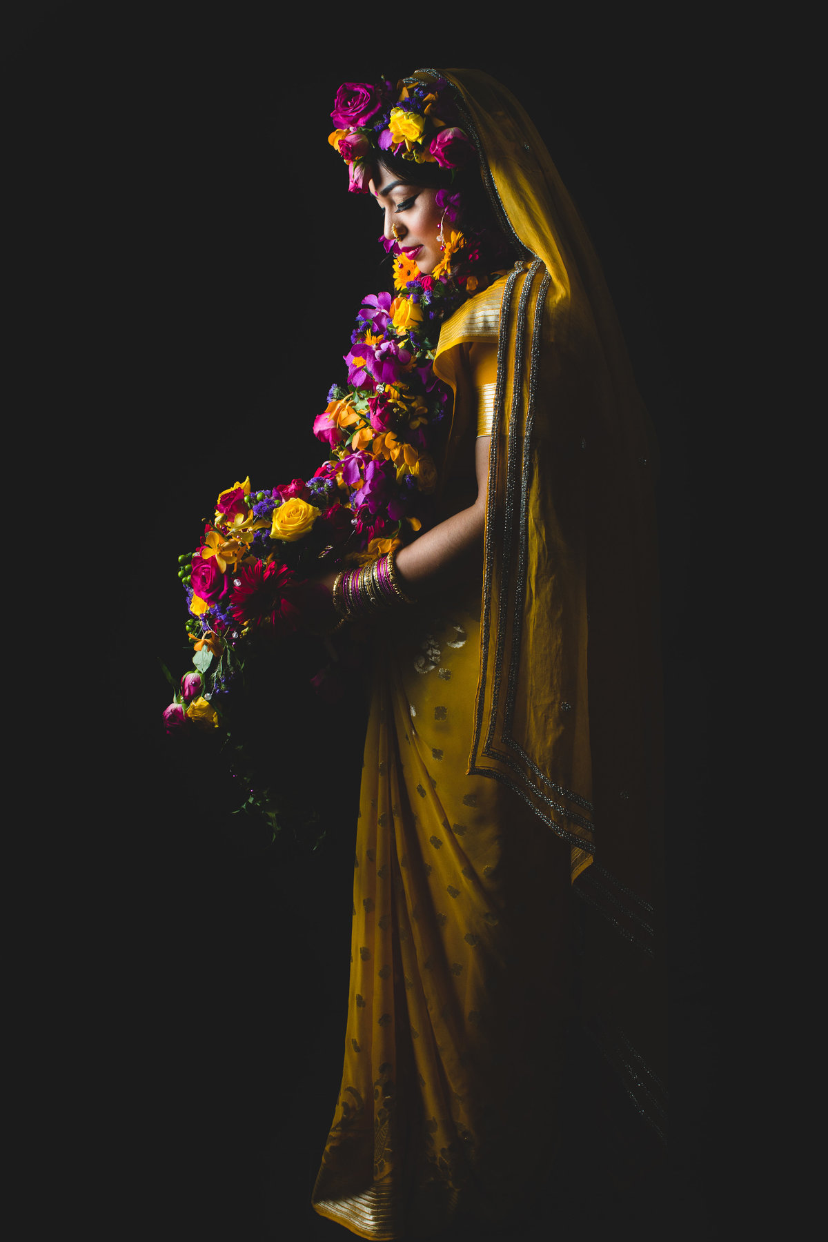 yellow sari indian wedding