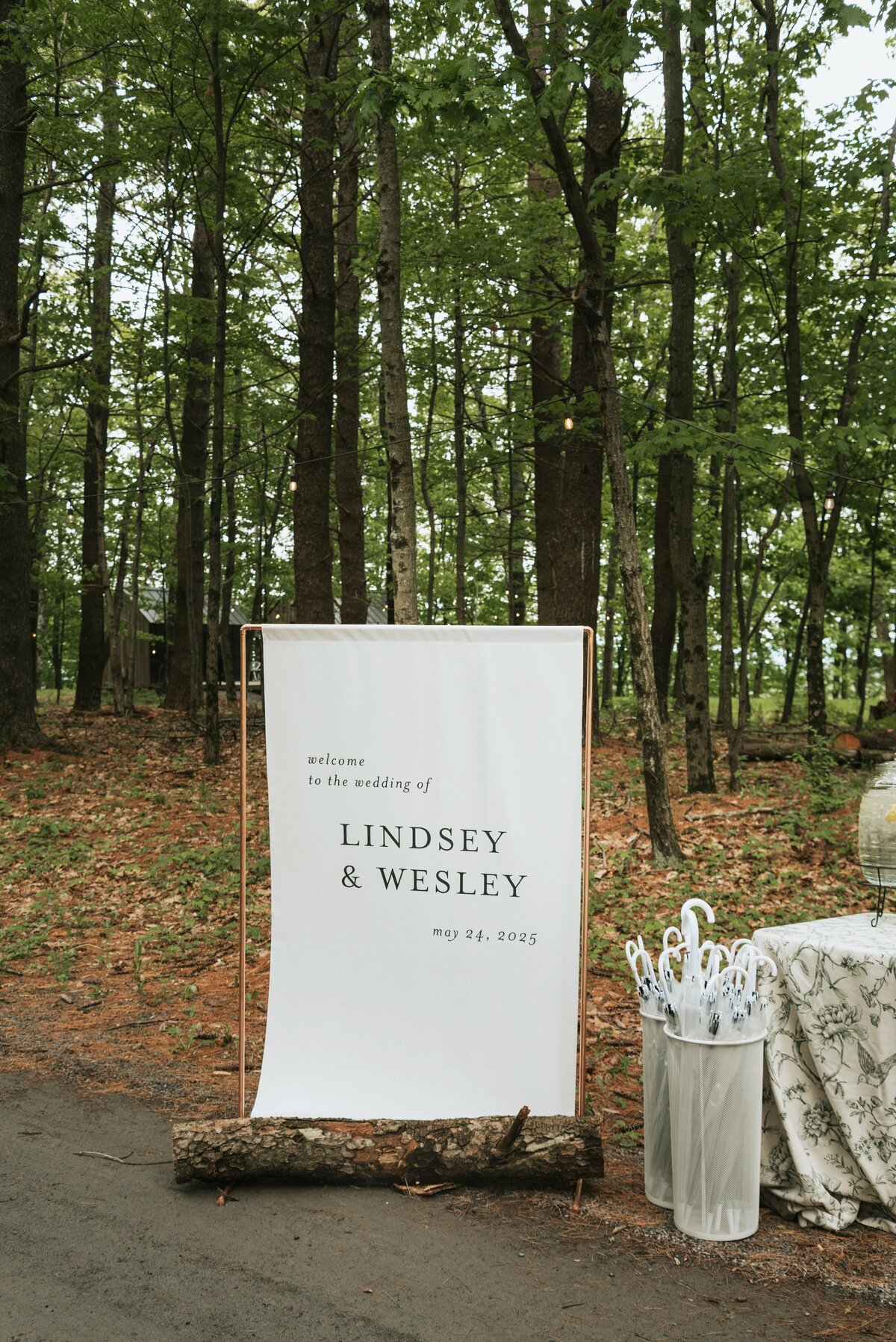 Rustic Fabric Wedding Welcome Sign REV
