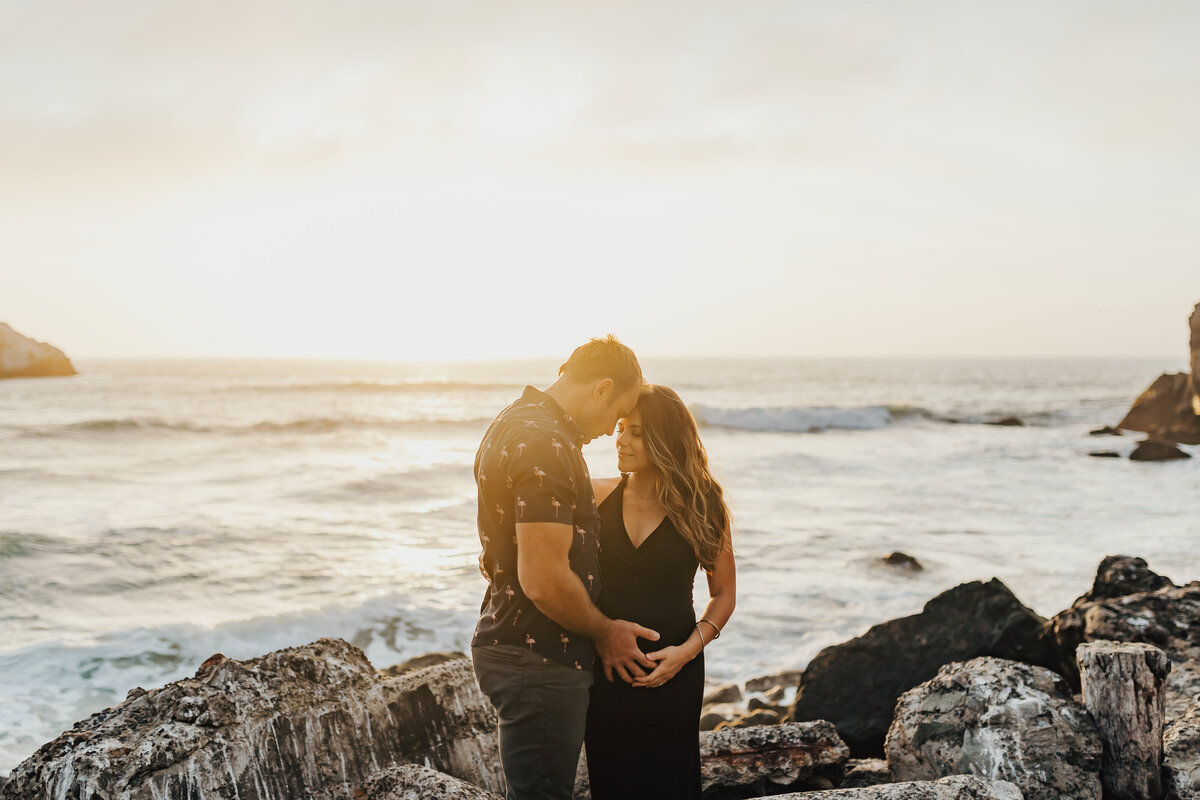 Sutro Baths Beach at Sunset for maternity session Emily Woodall Photography
