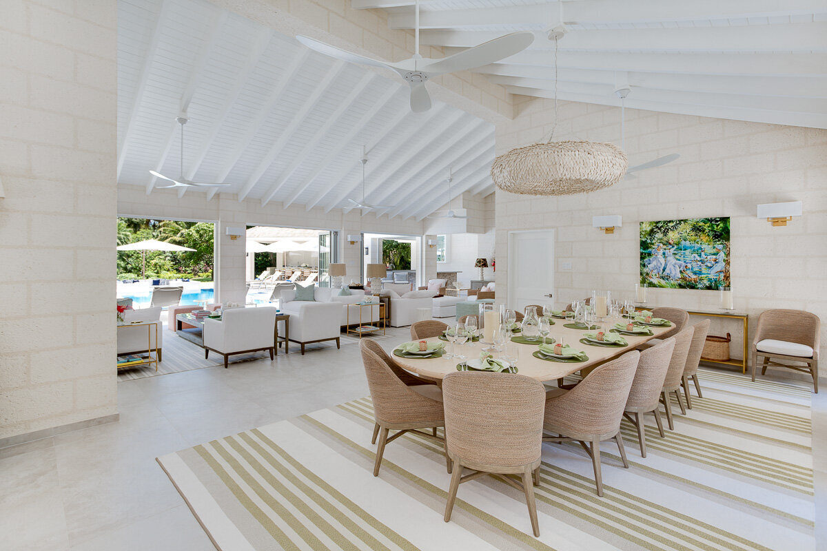 The dining room which was given a fresh, colourful new look in this interior design project in Barbados