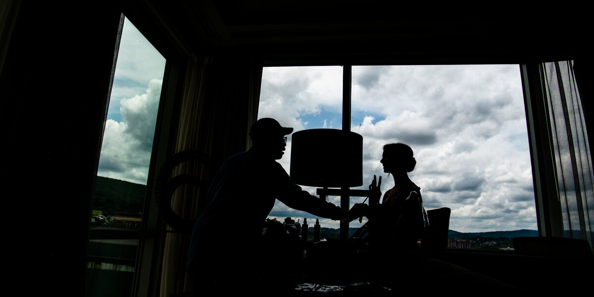 silhouette bridal prep photography