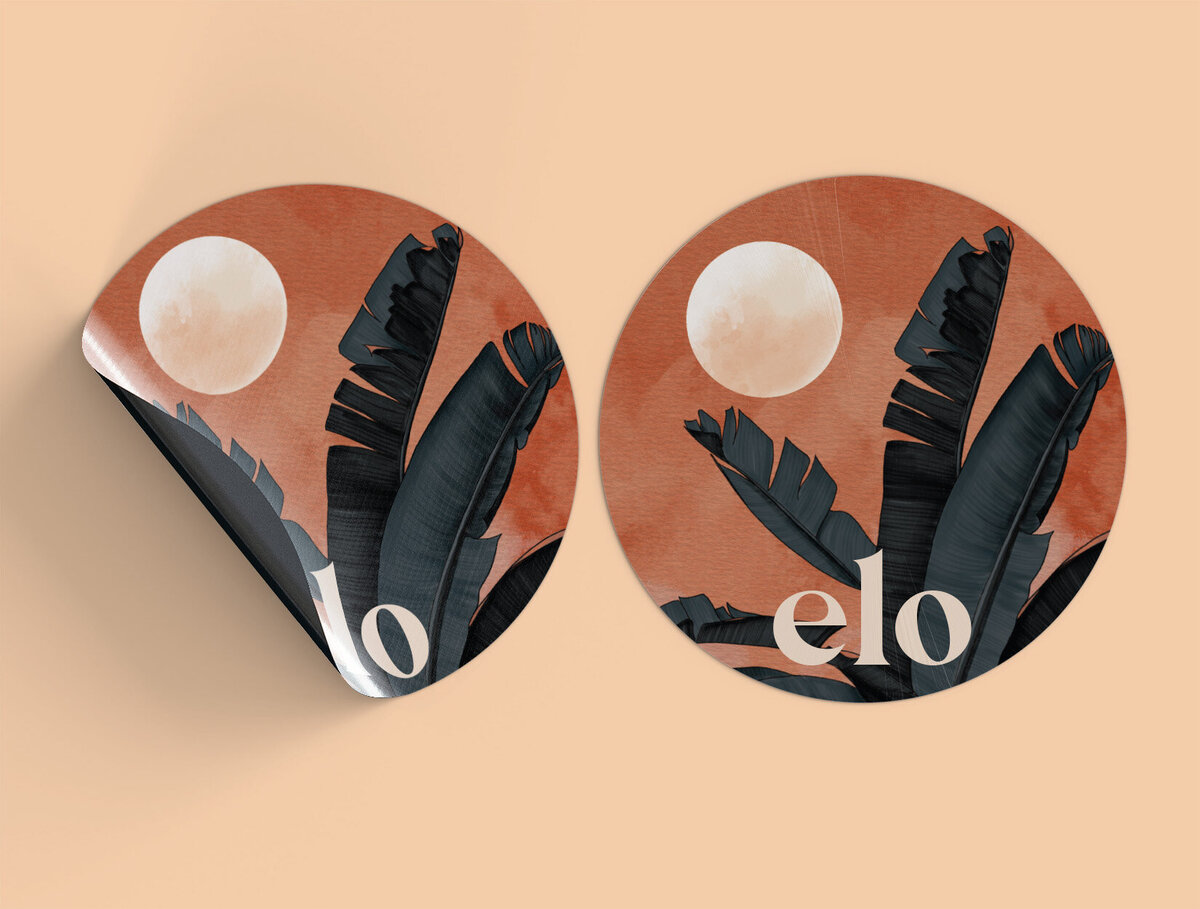 Stickers from a brand collateral package designed for a Elo Sparkling Water