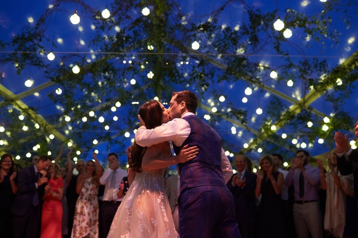 Kiss under the stars bride and groom