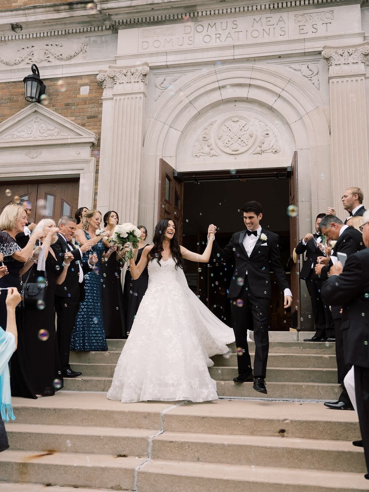 Bride-and-Groom-Exit-Church-with-Clementine-Events-and-Sarah-Sunstrom-Photography