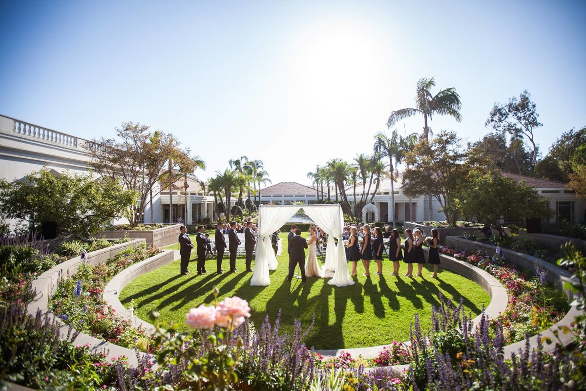 Outdoor Wedding Ceremony at the Richard Nixon Library in Yorba Linda, CA