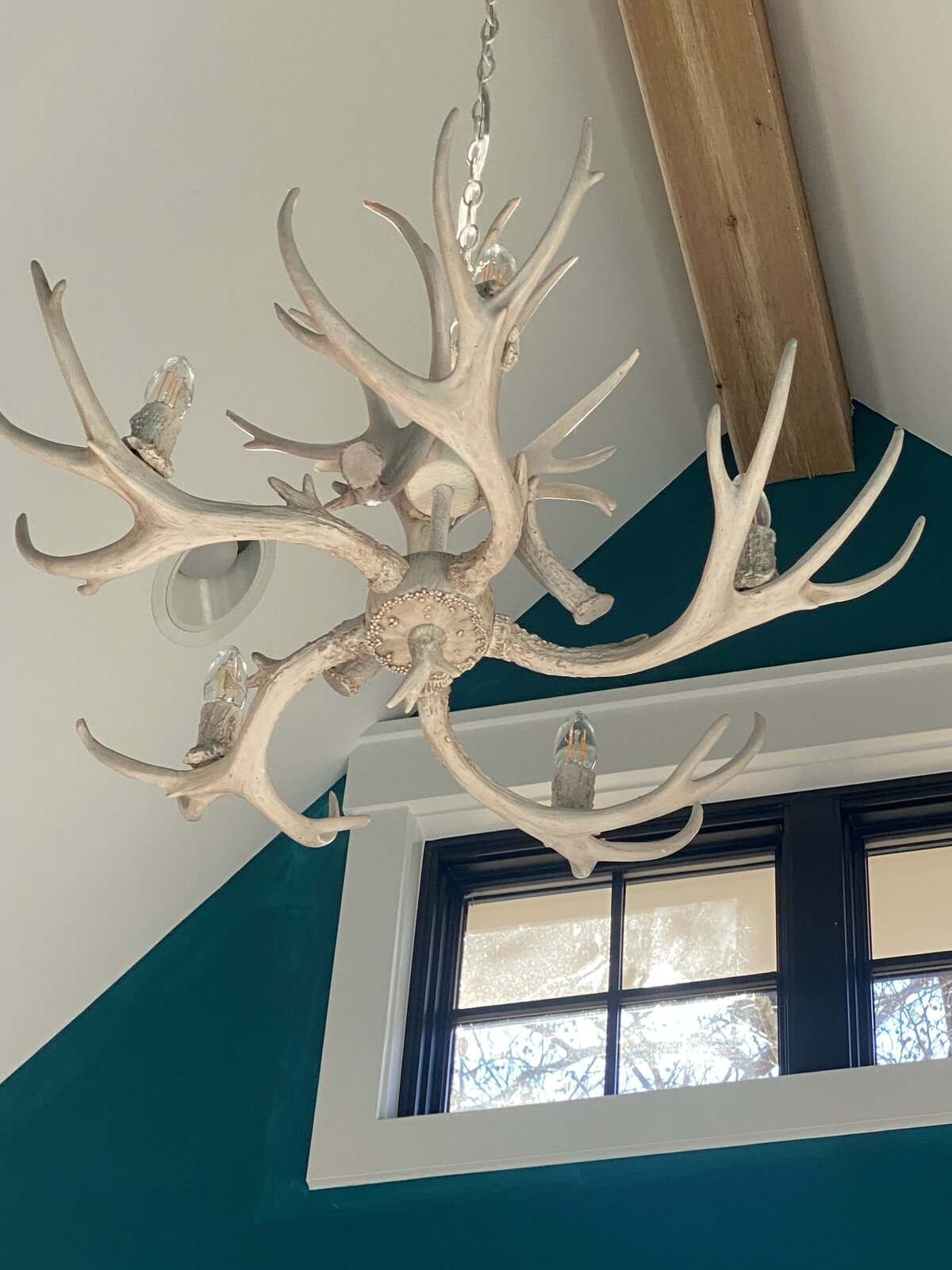 Elk Antlers chandeliers  home office epoxy walls lake home  charlotte nc full service interior design and build firm charlotte nc mooresvile denver troutman nc