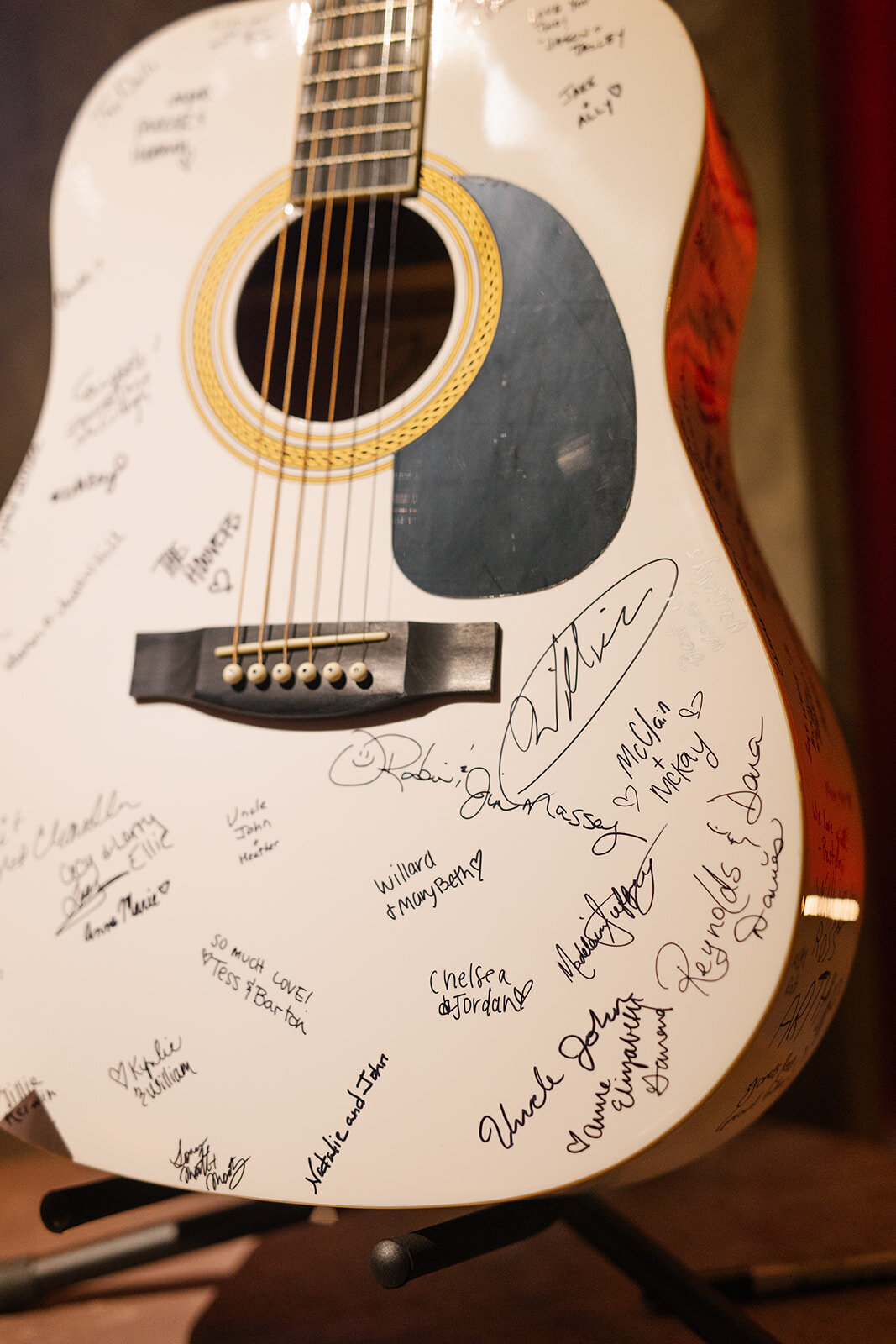 white guitar guest book at country music hall fame