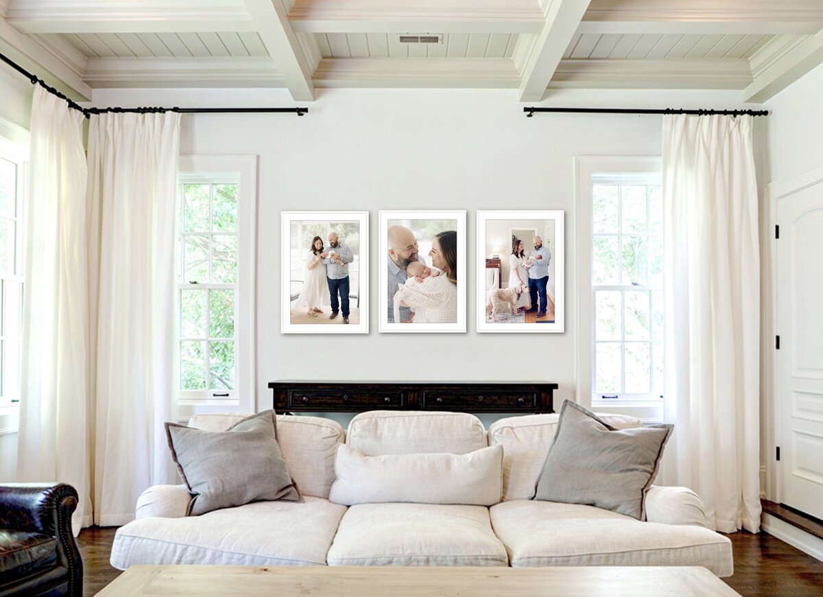 3 piece gallery wall ideas for your home by Raleigh family photographer A.J. Dunlap Photography.