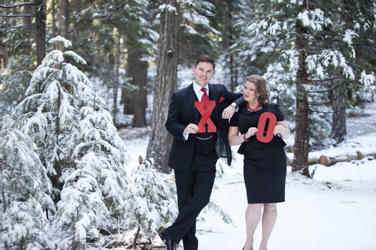 Lake Tahoe snowy engagement session