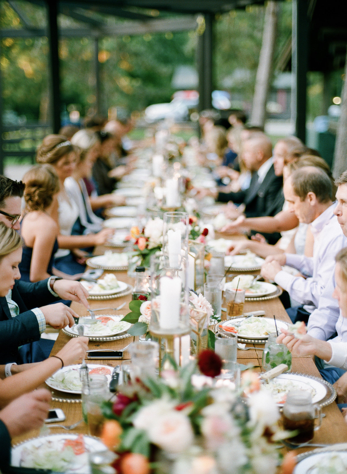 film photography of reception for intimate wedding views of the table