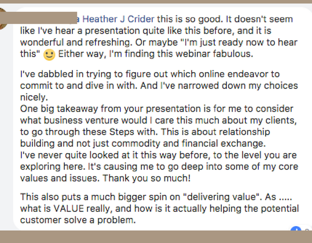 Heather Crider - Testimony Internet Marketing Message (1)