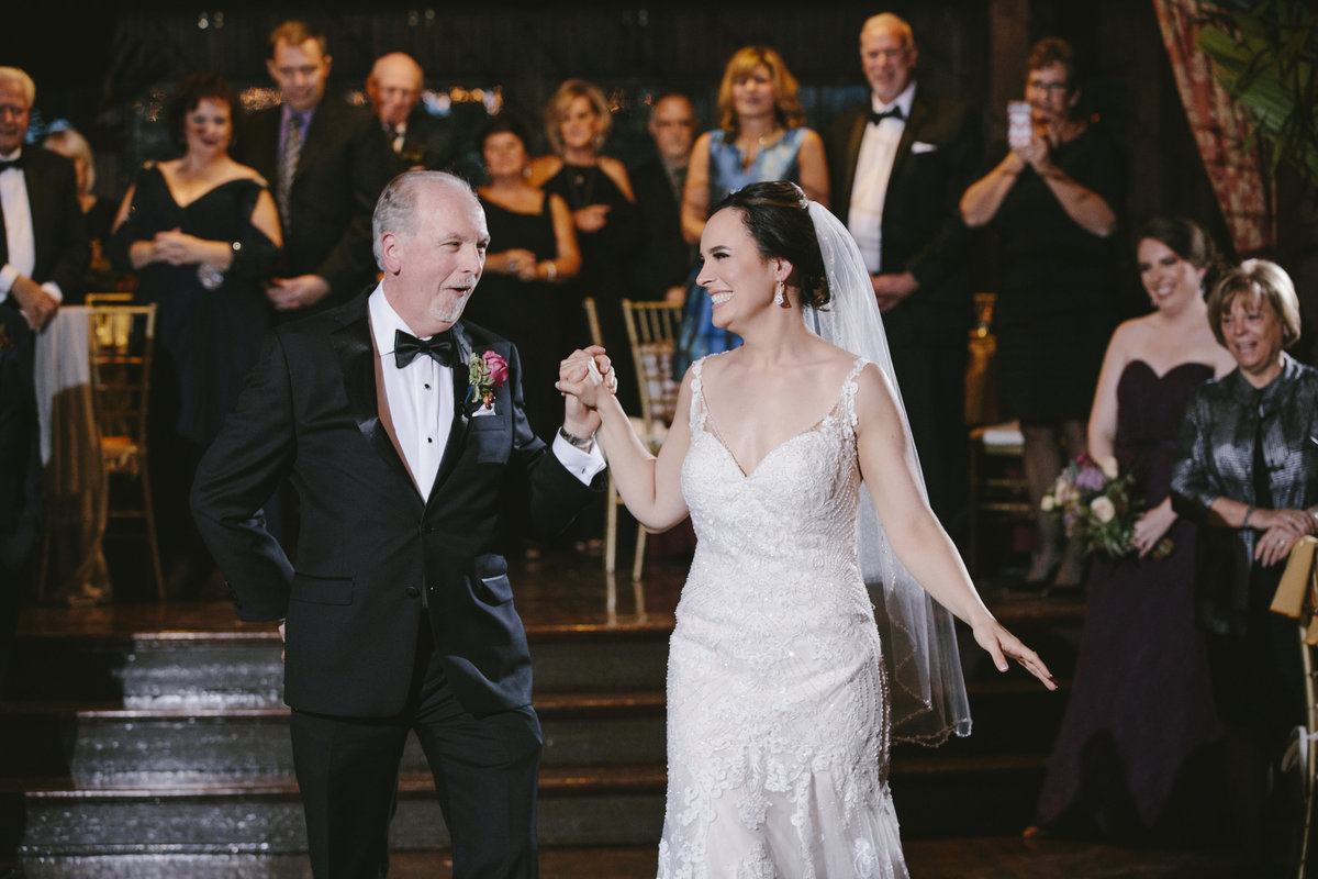 bride dancing with dad at  water witch club wedding