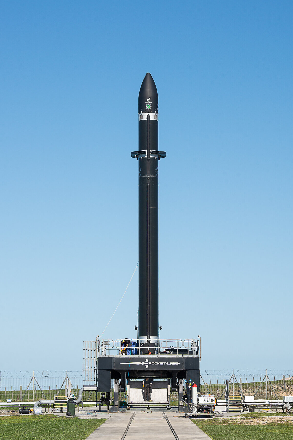 Exlectron Rocket Vertical on Pad A.