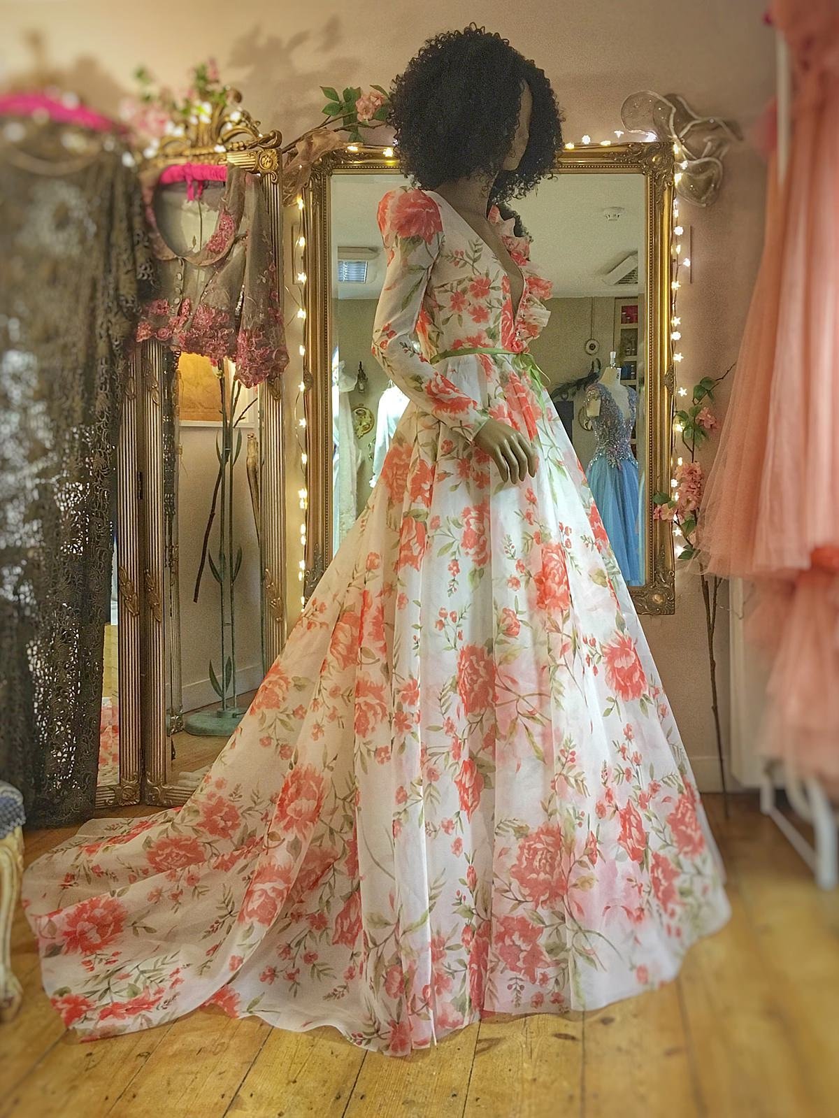 Floral silk organza wedding dress JoanneFlemingDesign (4)