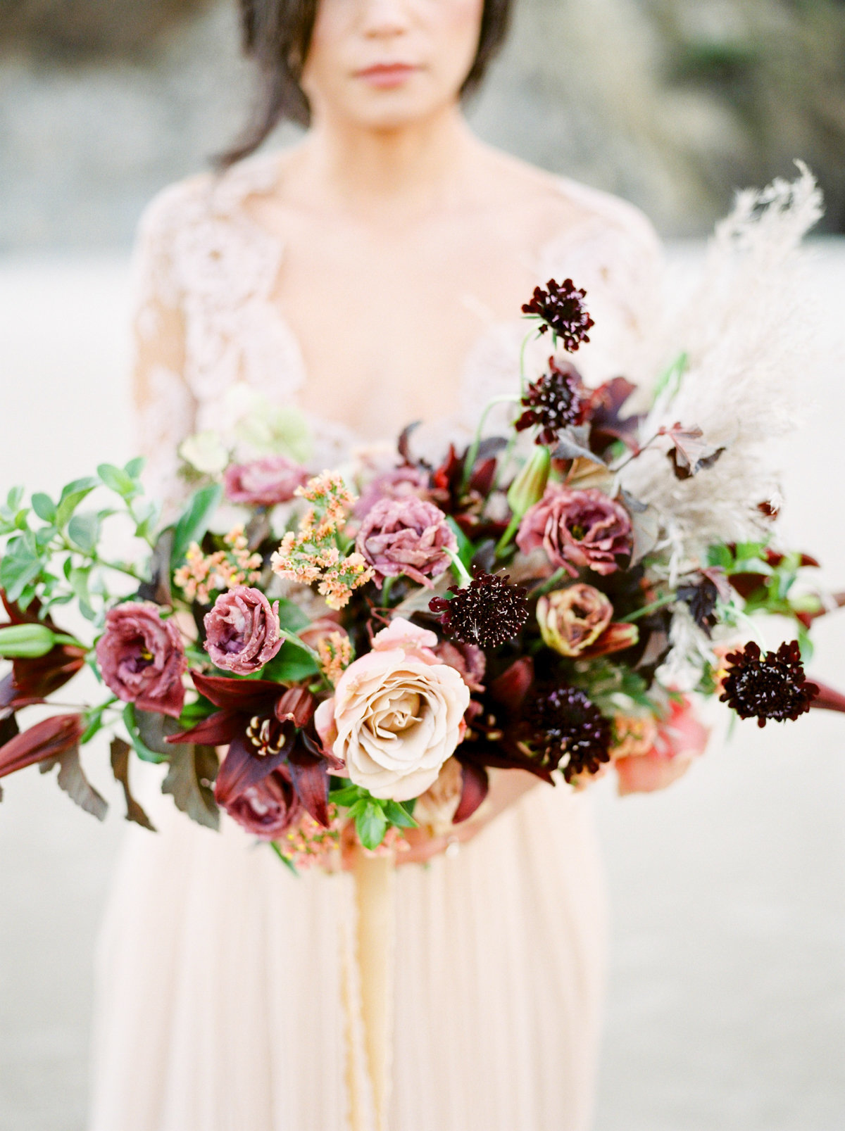 dark pink merlot wedding bouquet