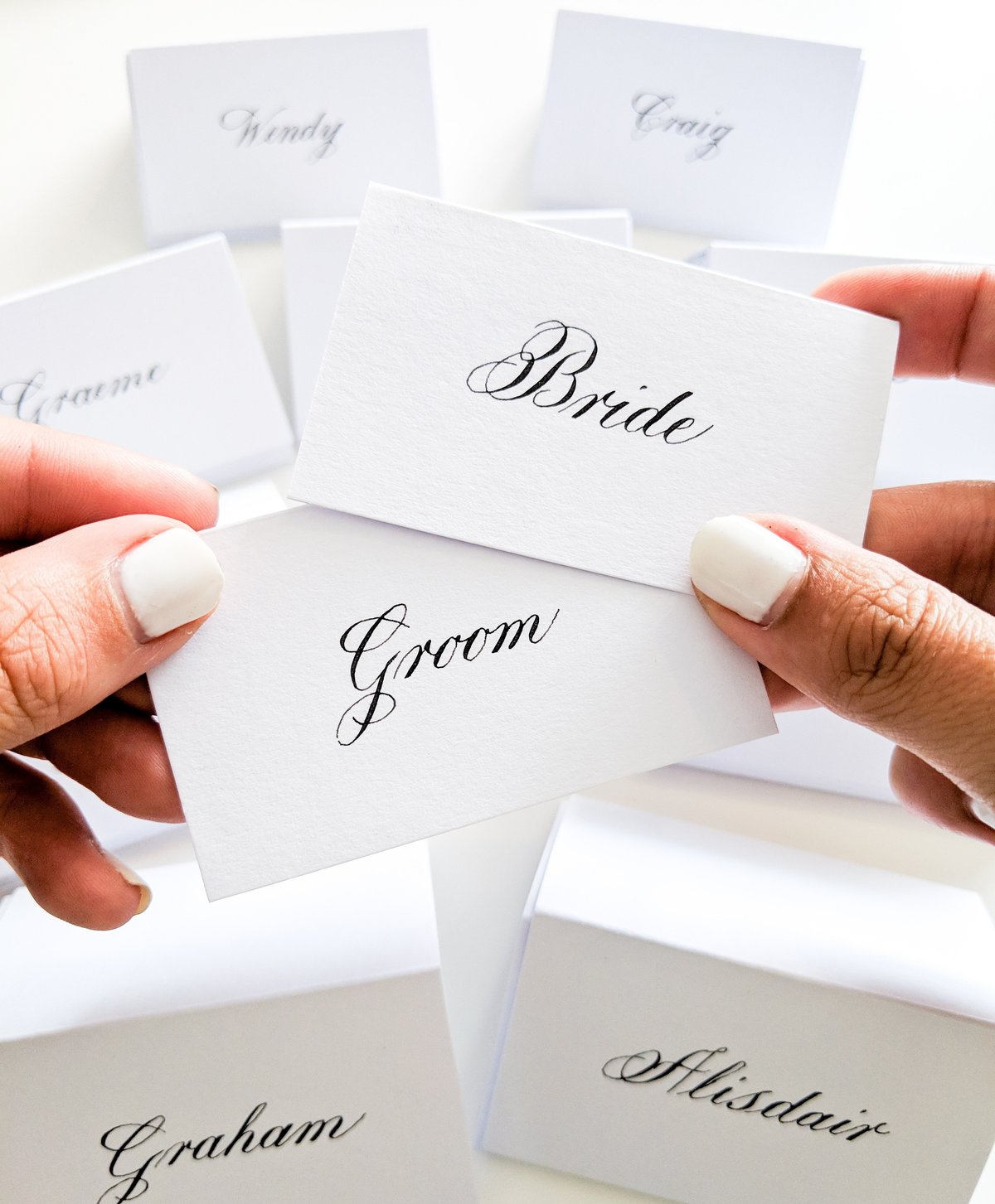 Bride and Groom Place Cards | Jenni Liandu Calligraphy
