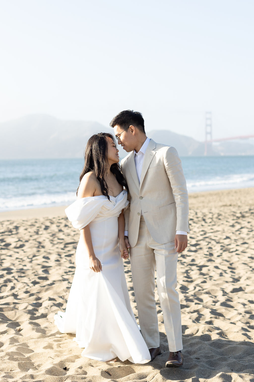 San Francisco elopement pre-wedding session Baker Beach