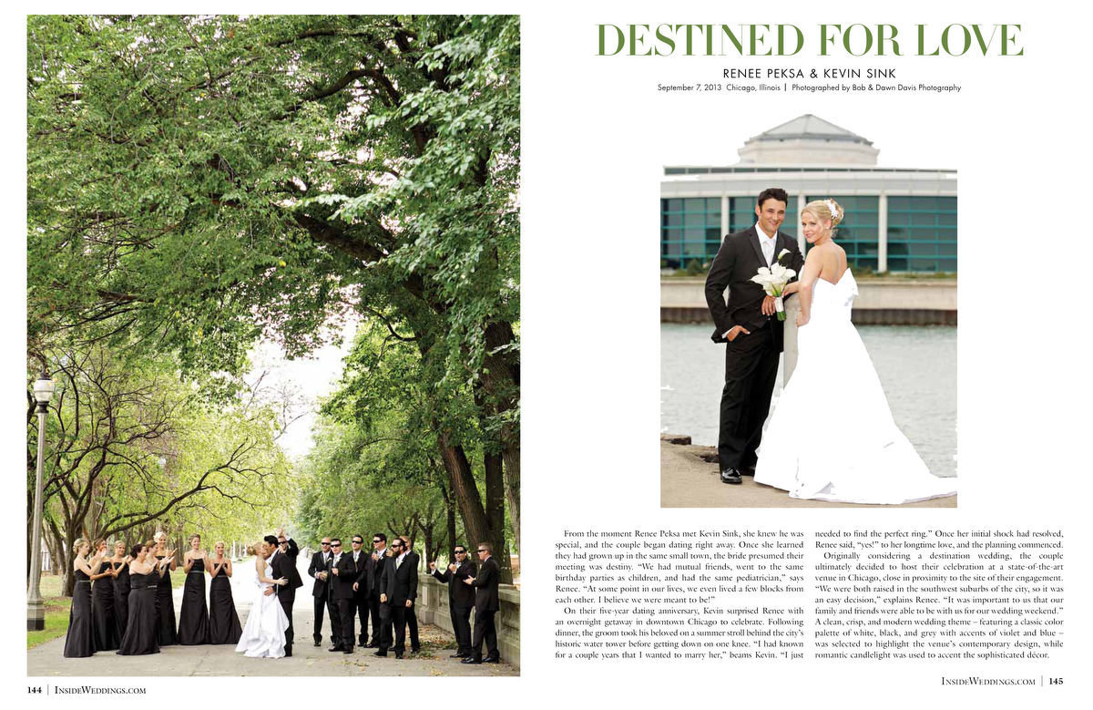 What bride doesn't LOVE Inside Weddings magazine? So happy to be featured in the Spring 2014 edition. It's always an honor to be featured in one of the BEST luxury wedding magazines in the country! Renee and Kevin's wedding was beautiful. There wedding at Venue Six10, a perfect venue for gourmet dining and artful entertaining! It was also our first time working with working with Chrissy Magliano at Big City Bride.  Click here for a list of vendors.