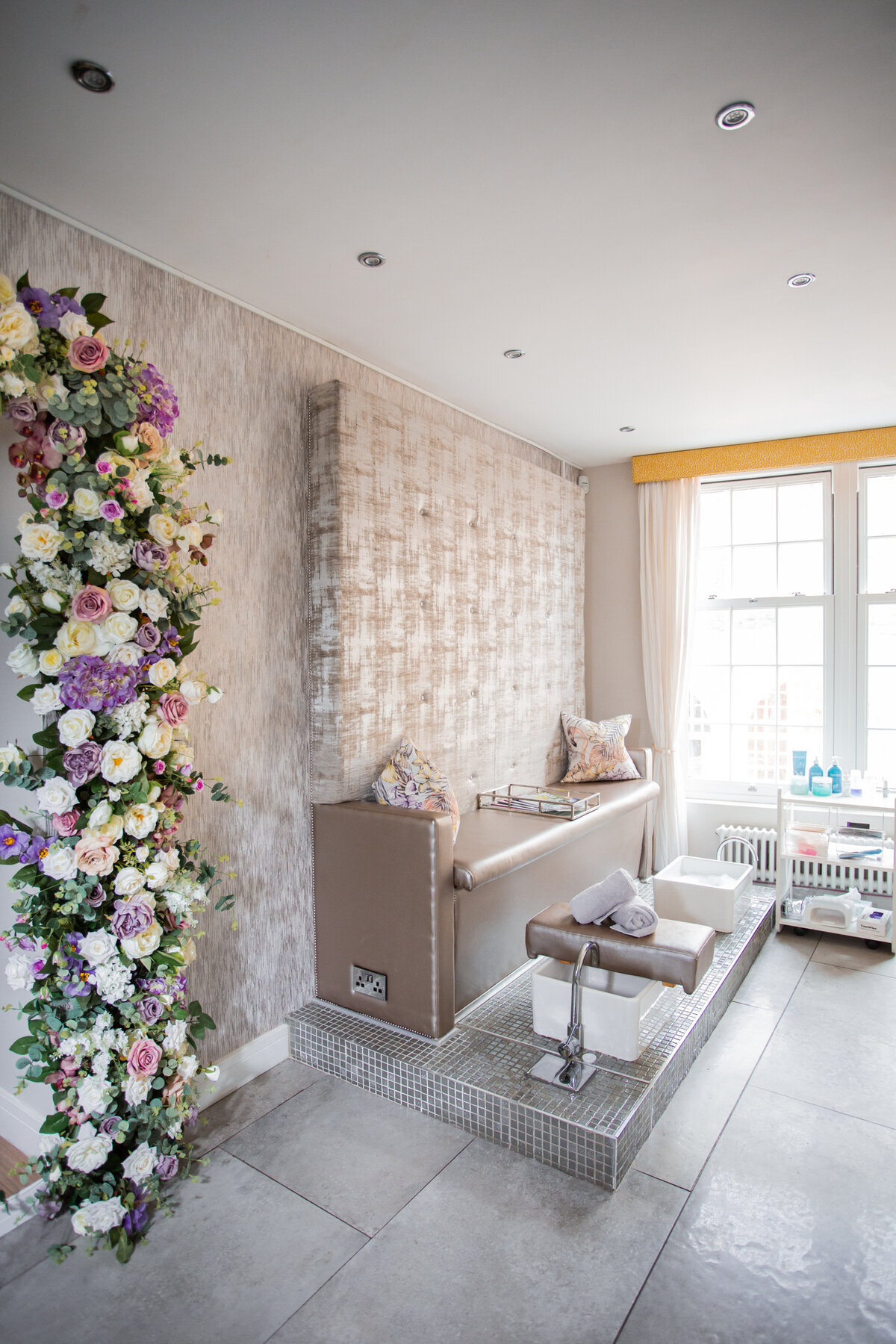 About - Floral decorated pedicure area  at Missy's Beauty Nantwich
