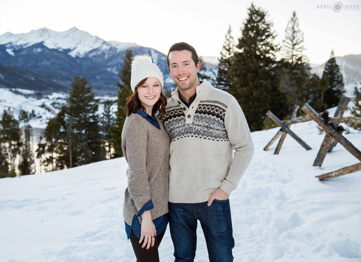 Cute Winter Engagement Photo at Sapphire Point in Colorado