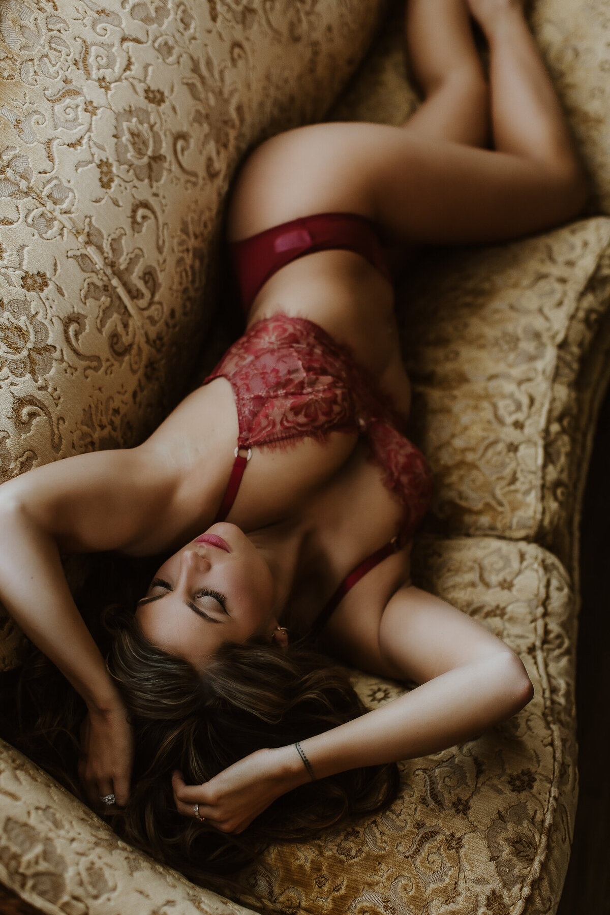 laying down on couch boudoir