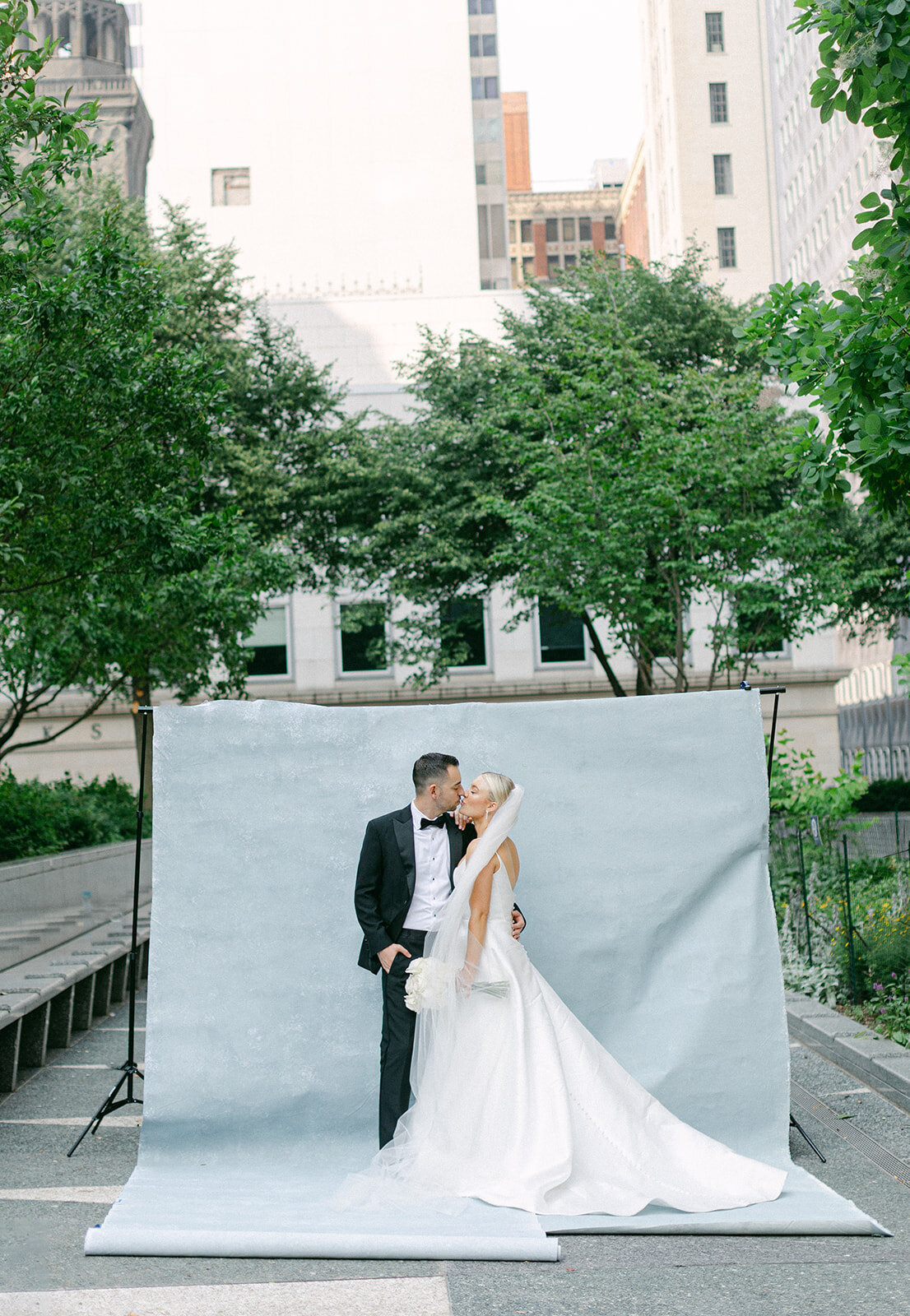 Bride and groom celebrating at the Omni William Penn Hotel wedding in Pittsburgh