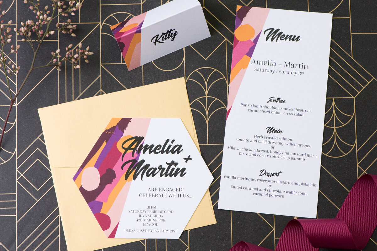 Bright-hexagon-wedding-invitation-suite
