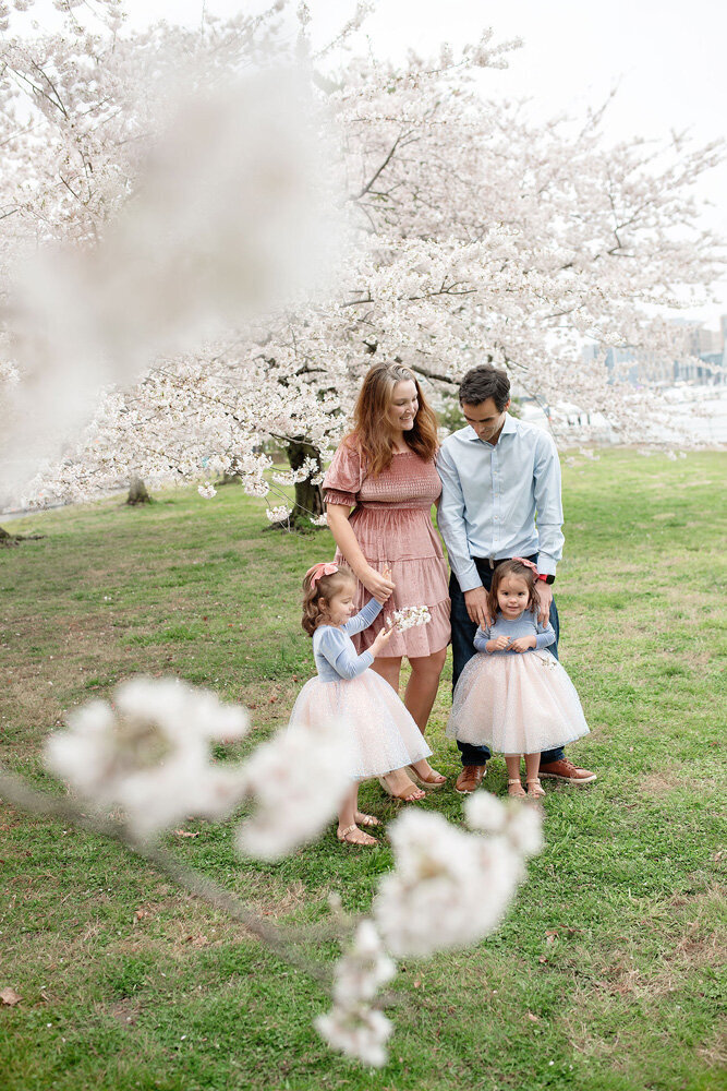Family session surrounded by flowers